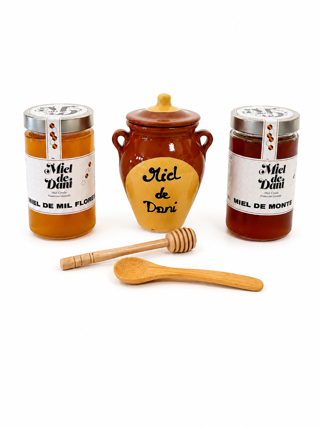 Pack Regalo Mieldedani – 2 x 600 g + Jarra de Cerámica + Accesorios