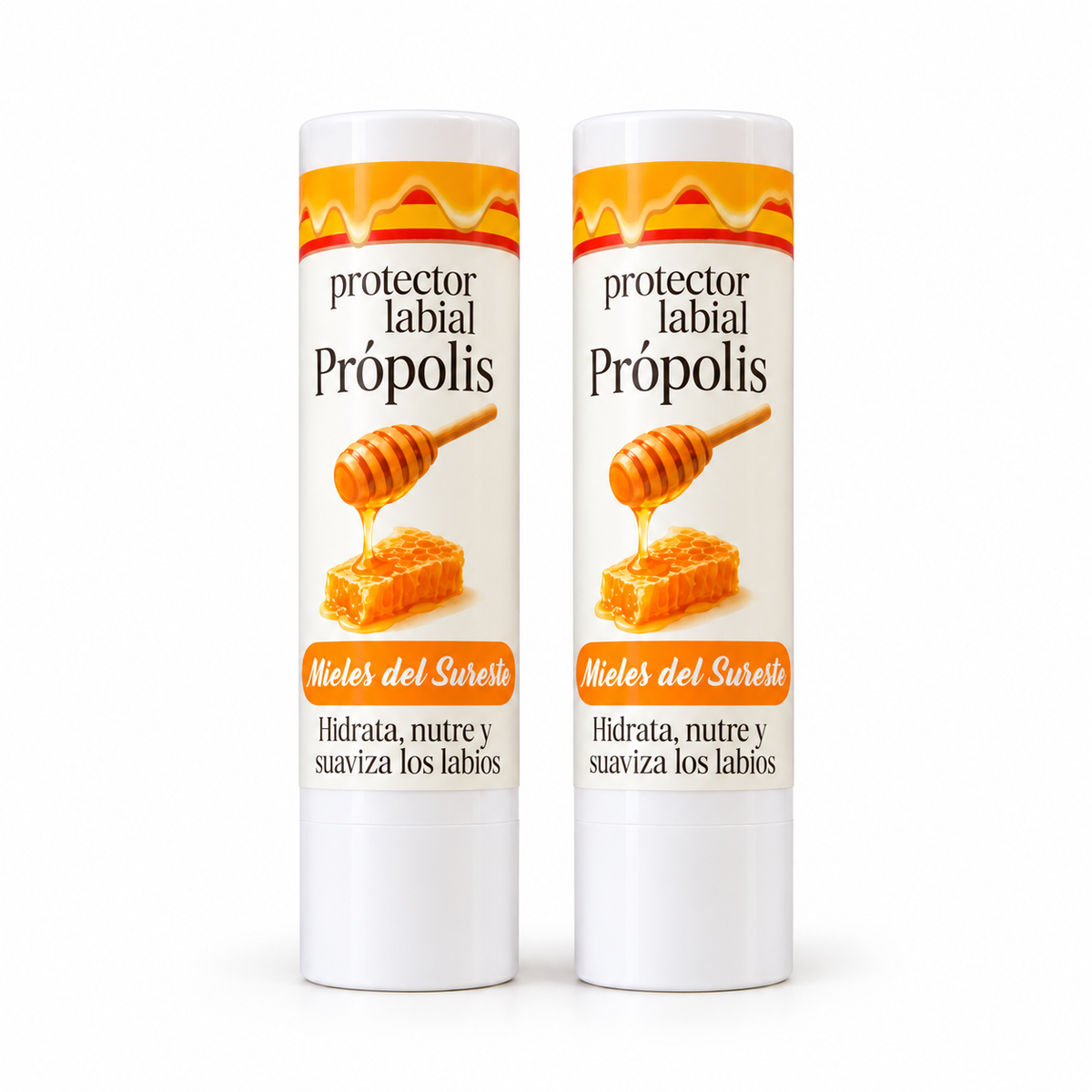 Dos protectores labiales de própolis Mieles del Sureste