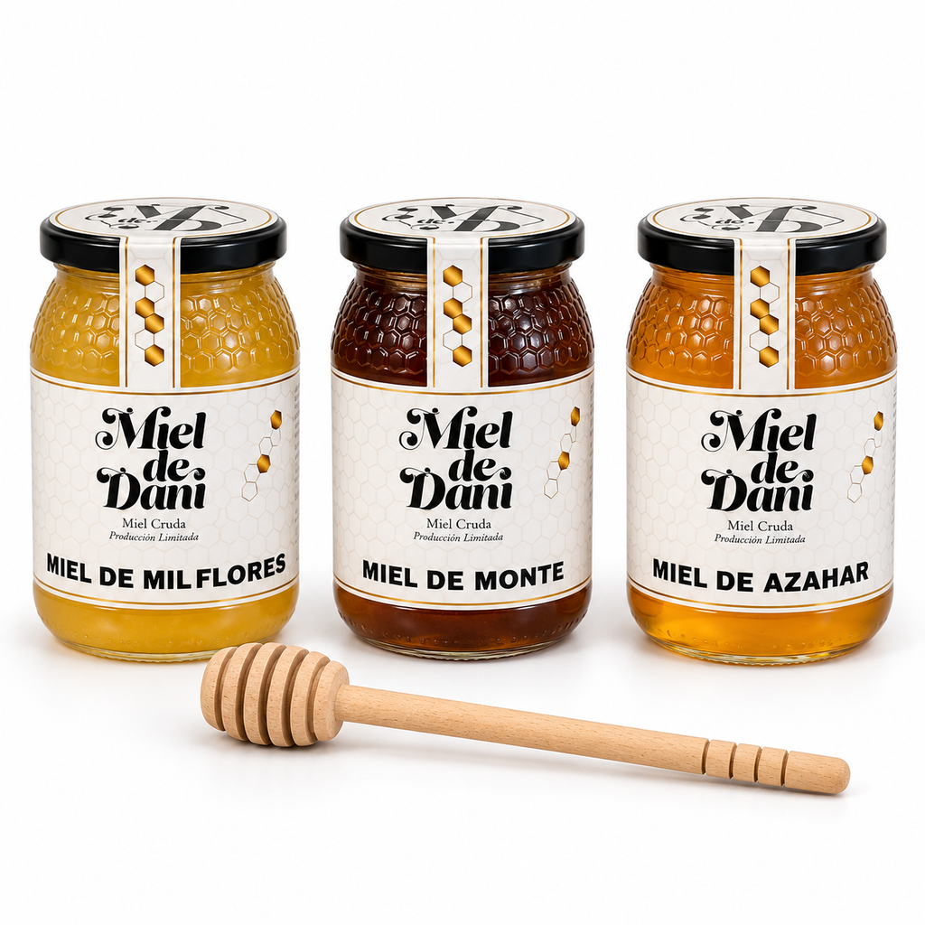 Pack de 3 mieles Mieldedani: Mil Flores, Monte y Azahar · 3 × 500 g