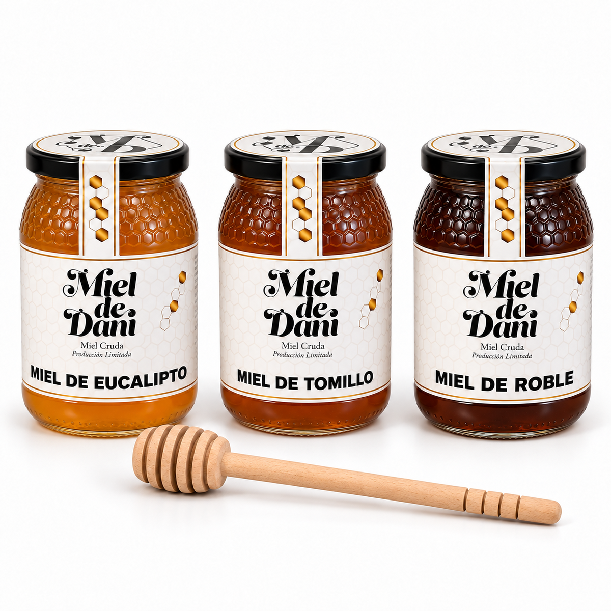 Pack de 3 Mieles · Eucalipto, Tomillo y Roble · 3 × 500 g