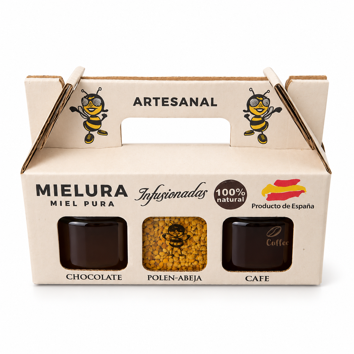 Vista frontal del pack regalo Mielura